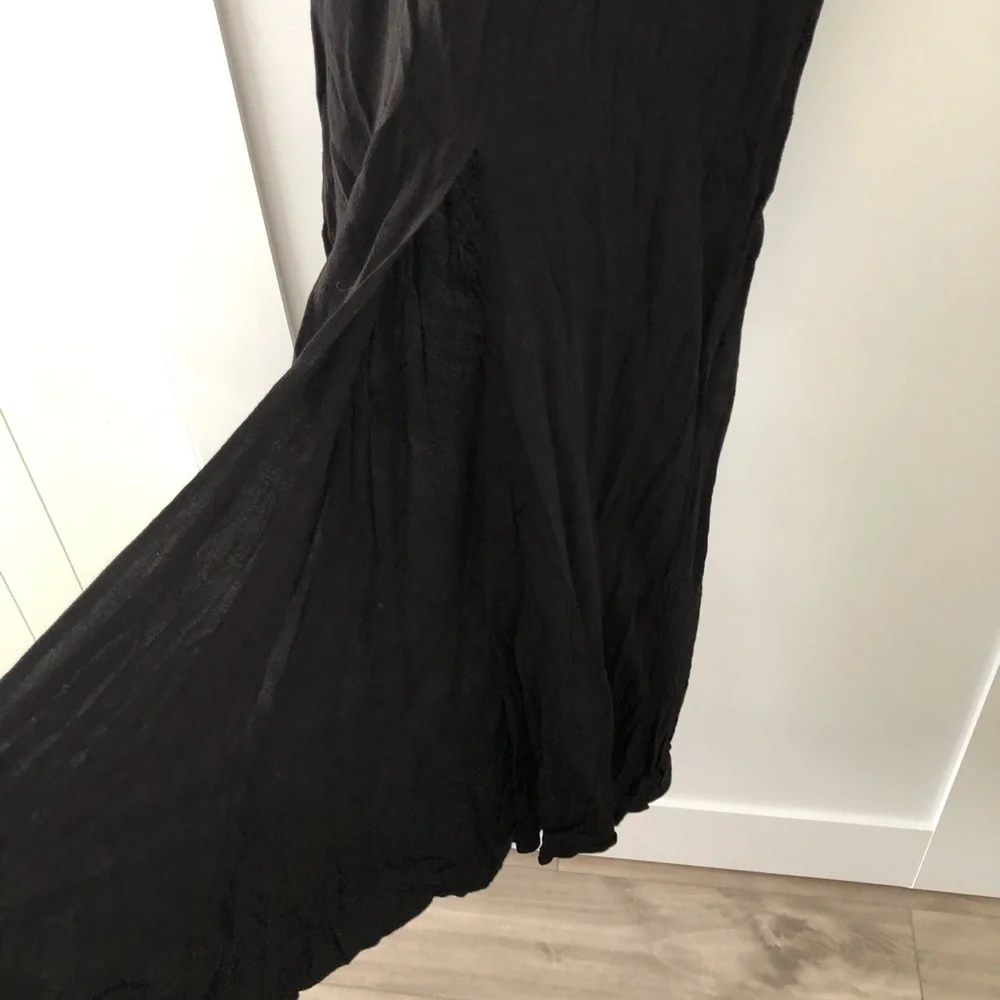 Reformation Black Long Sleeve Slit V Maxi Dress XS